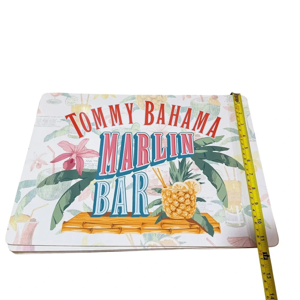Tommy Bahama Marlin Bar Cork Back Placemats Set of 4 Tropical Pineapple 16x11.5